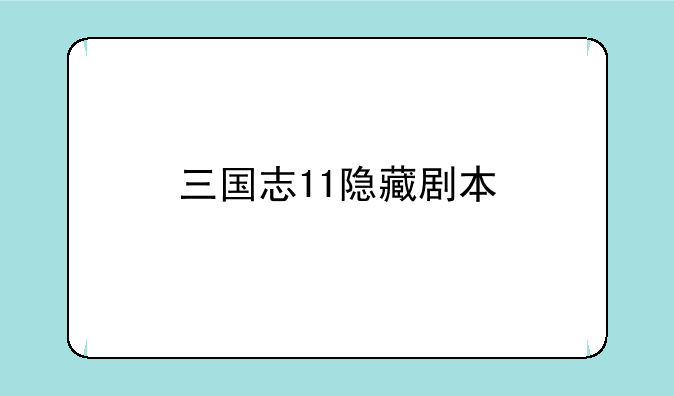 三国志11隐藏剧本
