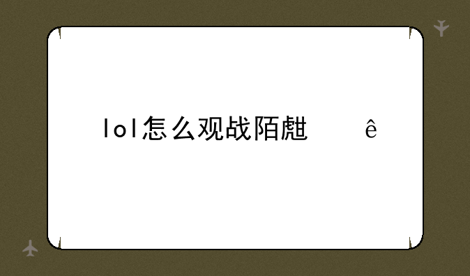 lol怎么观战陌生人