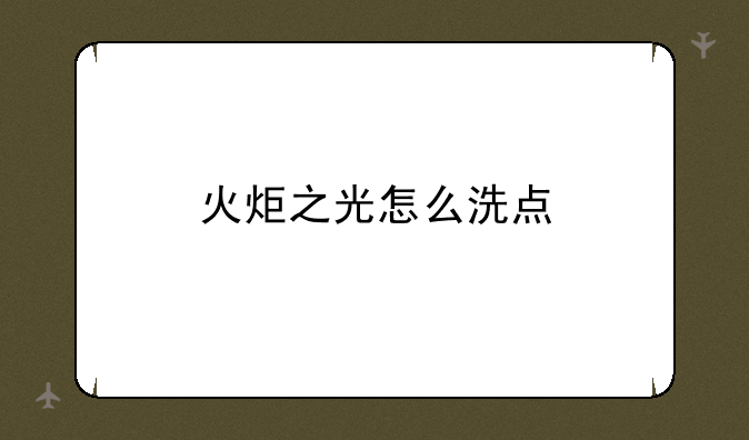 火炬之光怎么洗点