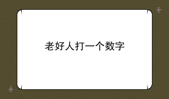 老好人打一个数字