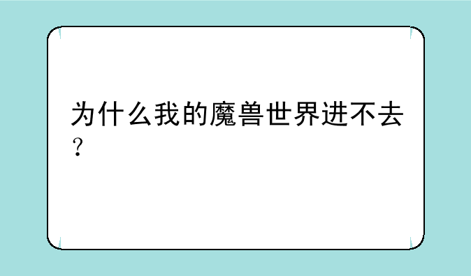 为什么我的魔兽世界进不去？