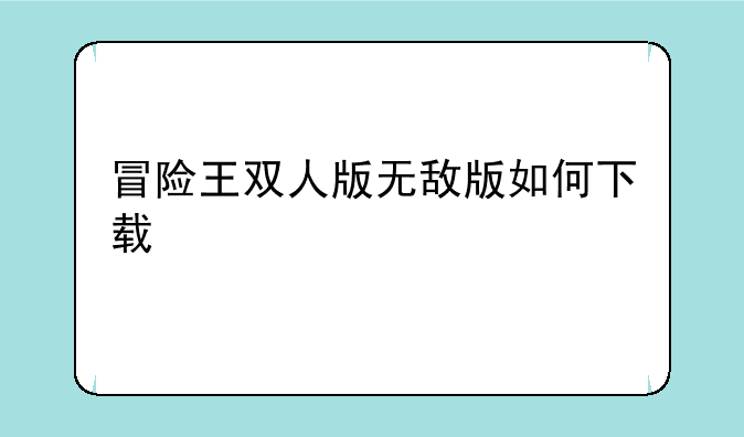 冒险王双人版无敌版如何下载