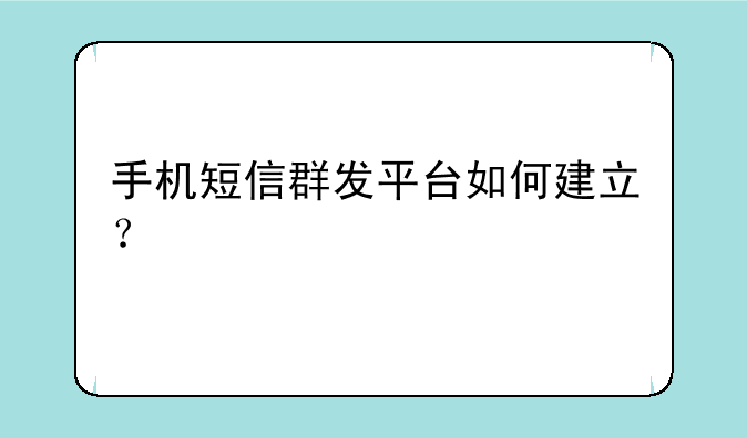 手机短信群发平台如何建立？