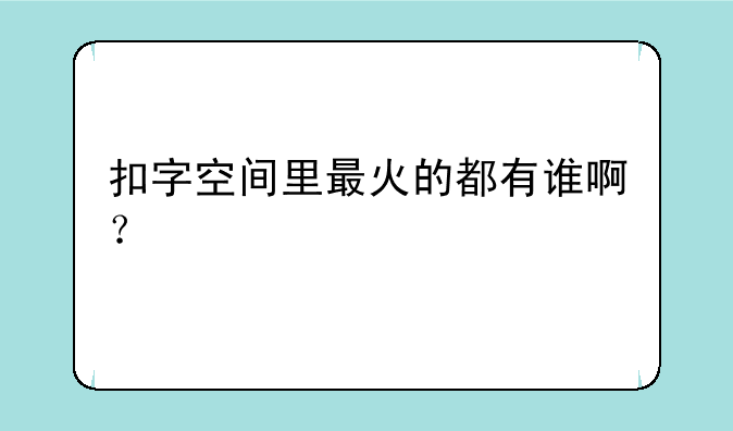 扣字空间里最火的都有谁啊？
