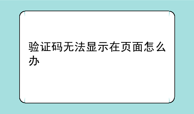 验证码无法显示在页面怎么办