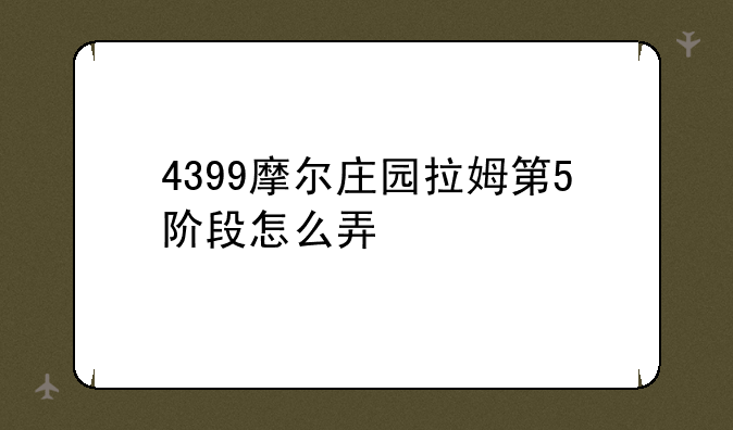 4399摩尔庄园拉姆第5阶段怎么弄