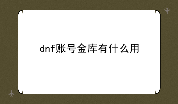 dnf账号金库有什么用