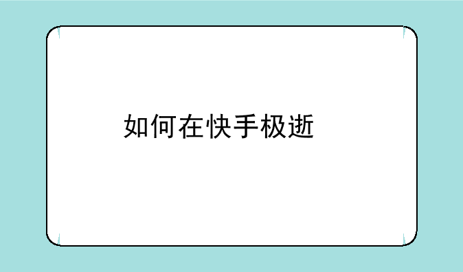 如何在快手极速版上赚钱