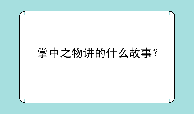 掌中之物讲的什么故事？