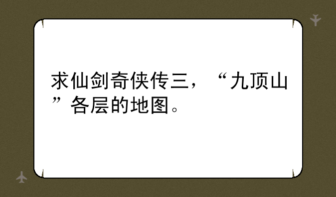 求仙剑奇侠传三，“九顶山”各层的地图。