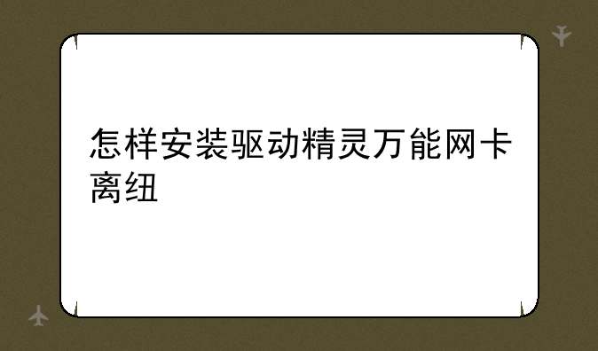 怎样安装驱动精灵万能网卡离线版？