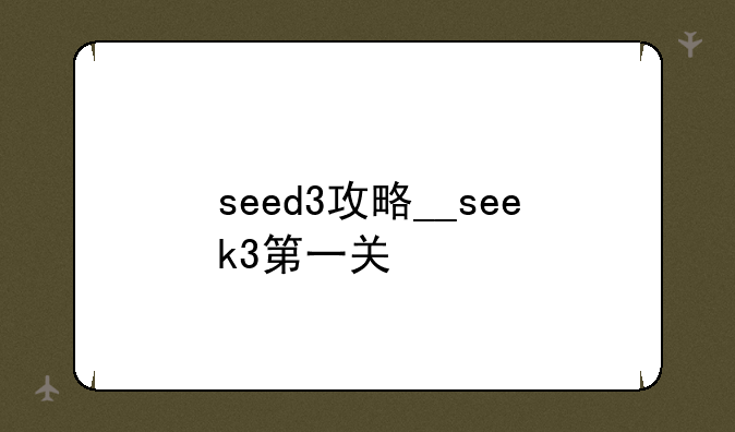 seed3攻略__seek3第一关