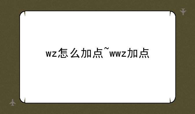 wz怎么加点~wwz加点