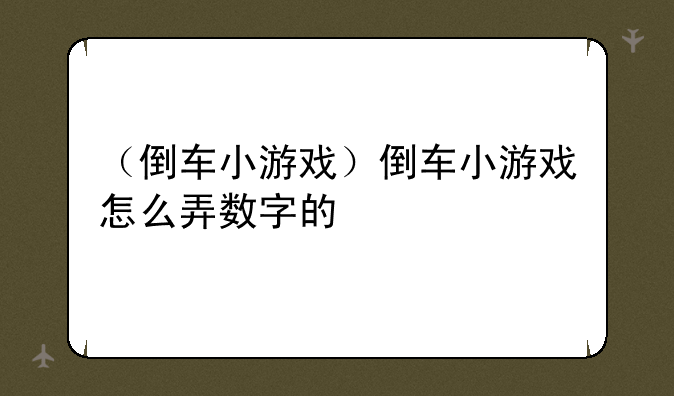 （倒车小游戏）倒车小游戏怎么弄数字的
