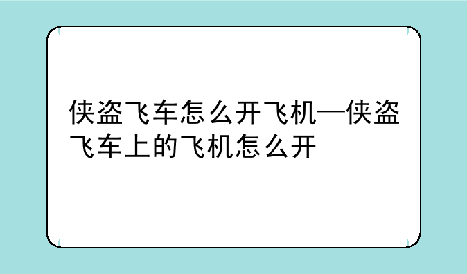 侠盗飞车怎么开飞机—侠盗飞车上的飞机怎么开