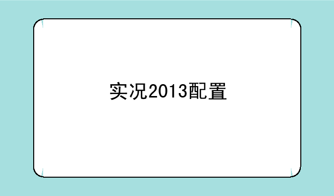 实况2013配置